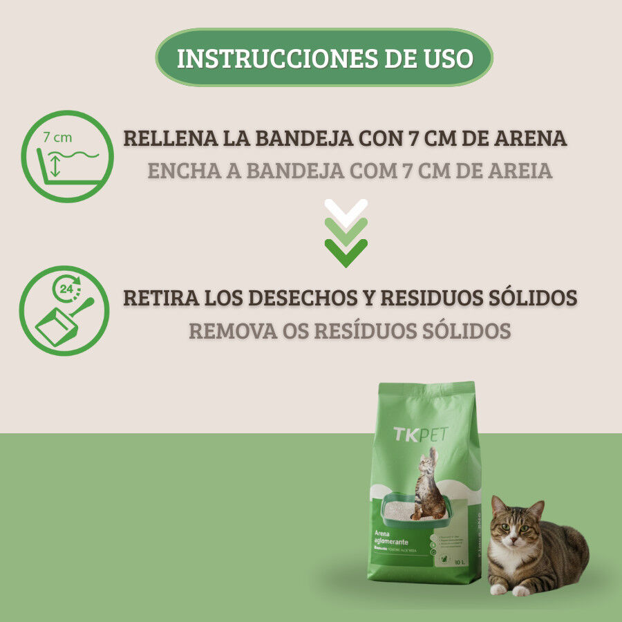10 L TK-Pet Arena Aglomerante Bentonita y Aloe Vera para gatos, , large indicador imagen numero 4